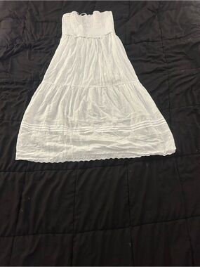 Aeropostale White Tiered Smocked Maxi Skirt